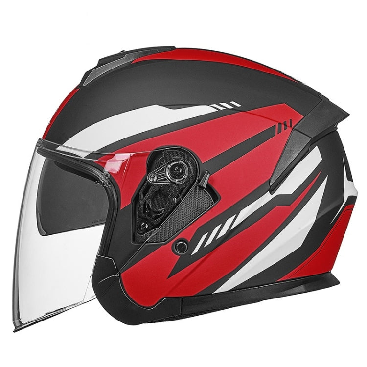 GXT Electric Vehicle Four Seasons Sun Protection & Windshield Double Lens Helmet, Size: M(Matt Black Red) - free shipping - PMC TechLife - Order now!