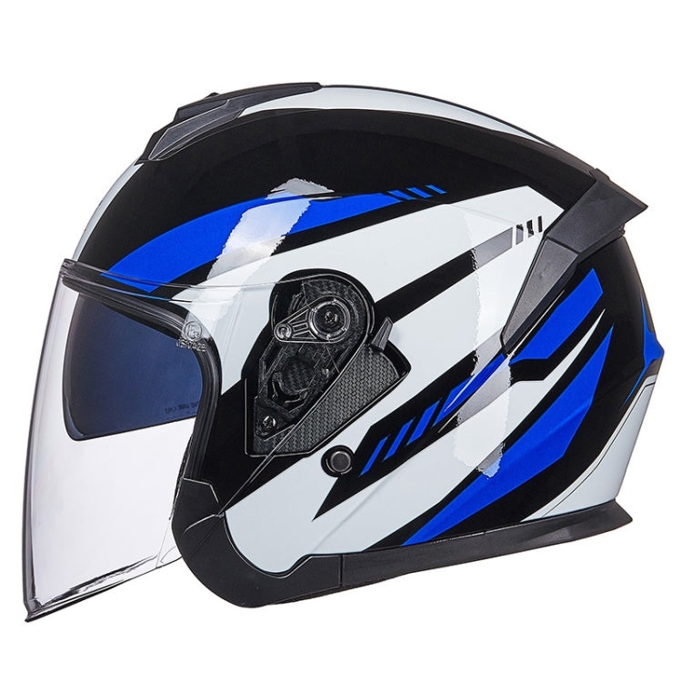 GXT Electric Vehicle Four Seasons Sun Protection & Windshield Double Lens Helmet, Size: M(Bright Black Blue) - free shipping - PMC TechLife - Order now!