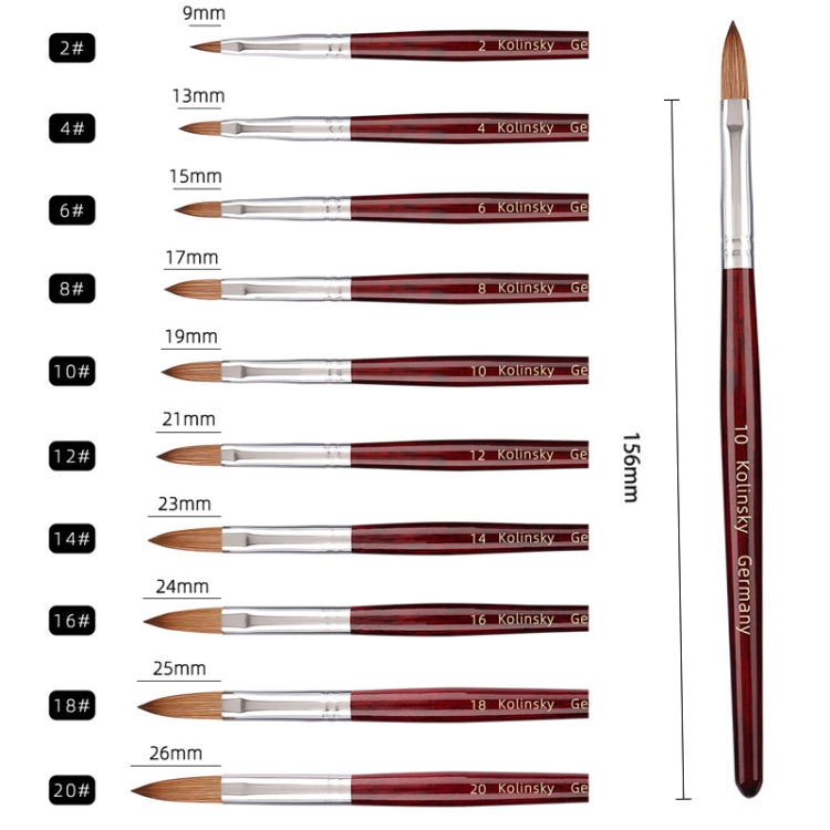 Red Wood Handle Kolinsky Hair Nail Art Brush No. 20 - free shipping - PMC Jewellery - Order now!