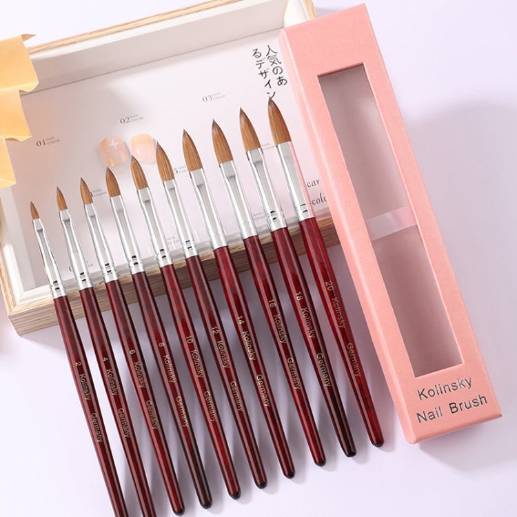 Red Wood Handle Kolinsky Hair Nail Art Brush No. 20 - free shipping - PMC Jewellery - Order now!