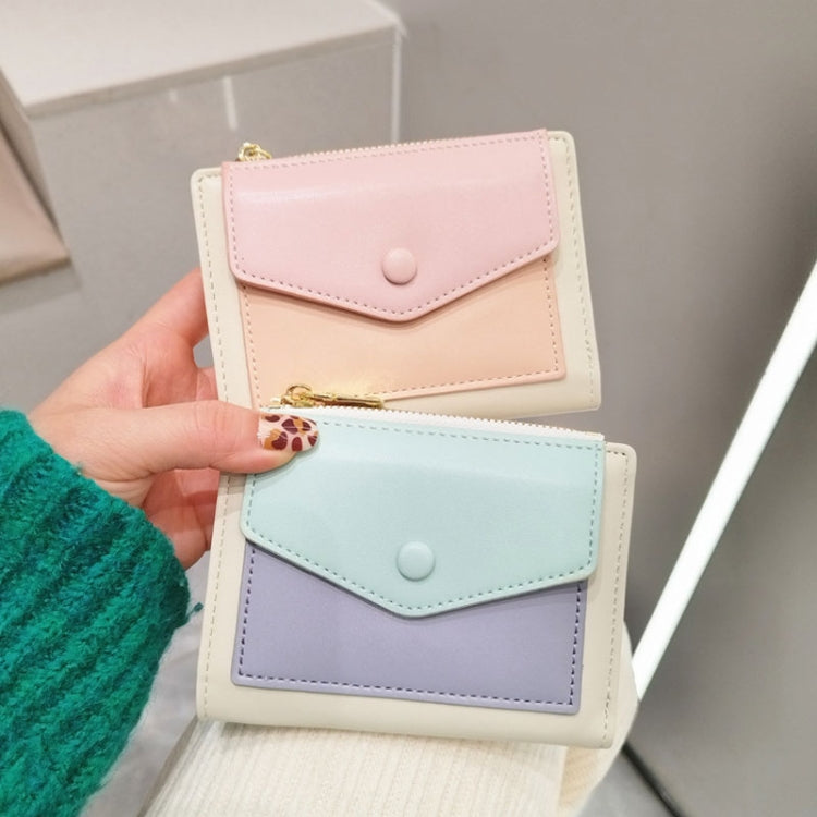 PU Leather Short Color Matching Folding Wallet Mini Portable Wallet(Blue) - Wallets by PMC TechLife | Online Shopping South Africa | PMC TechLife