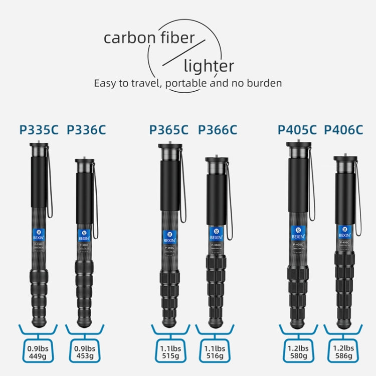 BEXIN P405CF-S Carbon Fiber Monopod Travel Shooting Mobile Phone Live Selfie Bracket Retractable Portable Monopod - free shipping - PMC TechLife - Order now!