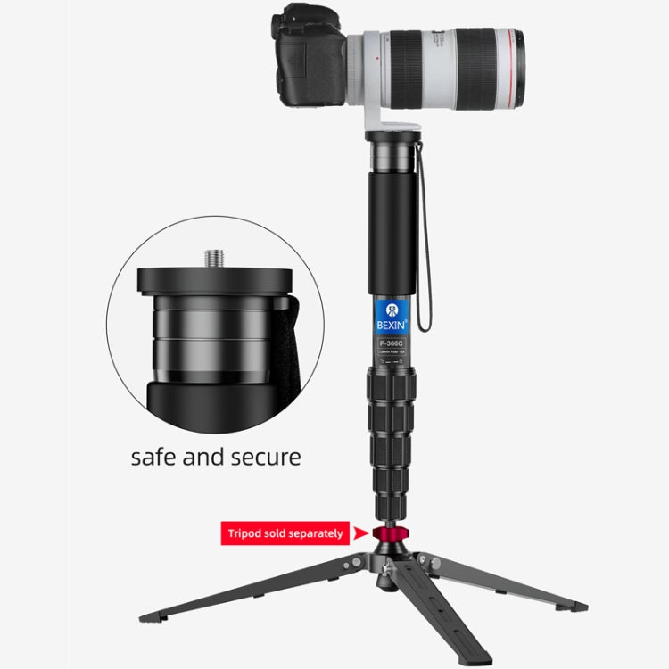 BEXIN P406CF-S Carbon Fiber Monopod Travel Shooting Mobile Phone Live Selfie Bracket Retractable Portable Monopod - Monopods by BEXIN | Online Shopping South Africa | PMC TechLife | Buy Now Pay Later Mobicred