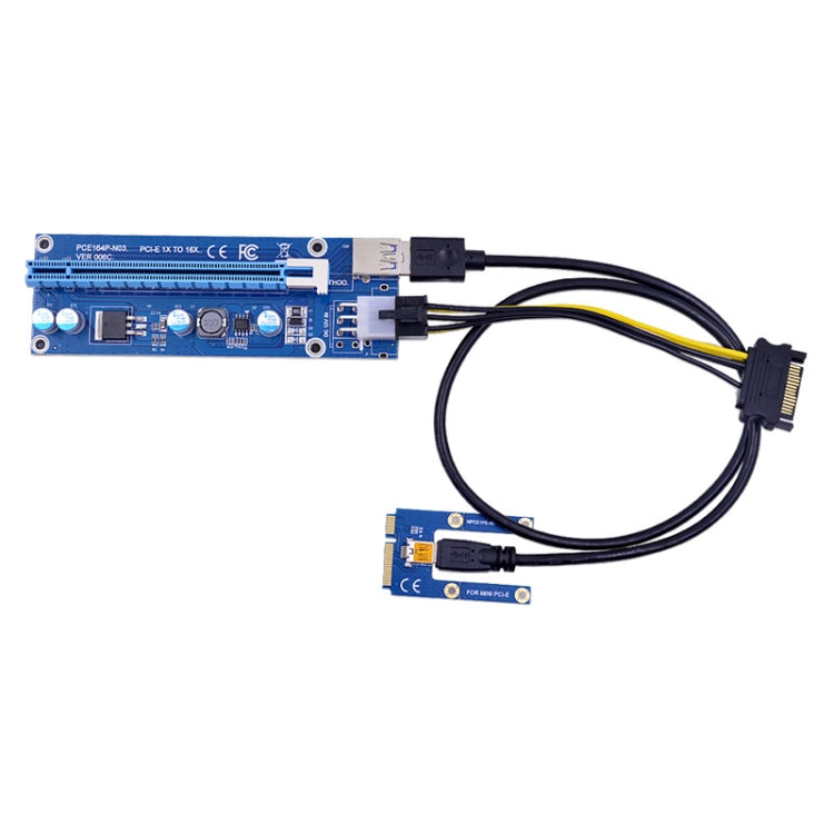 PCE164P-N03 VER006C Mini PCI-E 1X To 16X Riser For Laptop External Image Card, Spec: Blue Board 6pin - Add-on Cards by PMC TechLife | Online Shopping South Africa | PMC TechLife