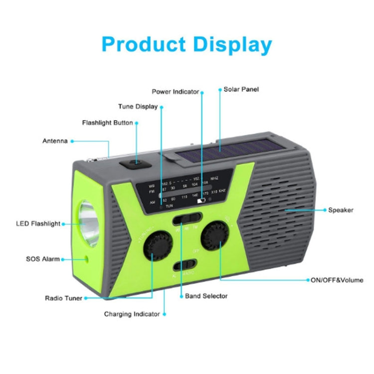 AM/FM/NoAA 2000mAh Emergency Radio Portable Hand Crank Solar Powered Radio(Orange) - Radio Player by PMC TechLife | Online Shopping South Africa | PMC TechLife | Buy Now Pay Later Mobicred