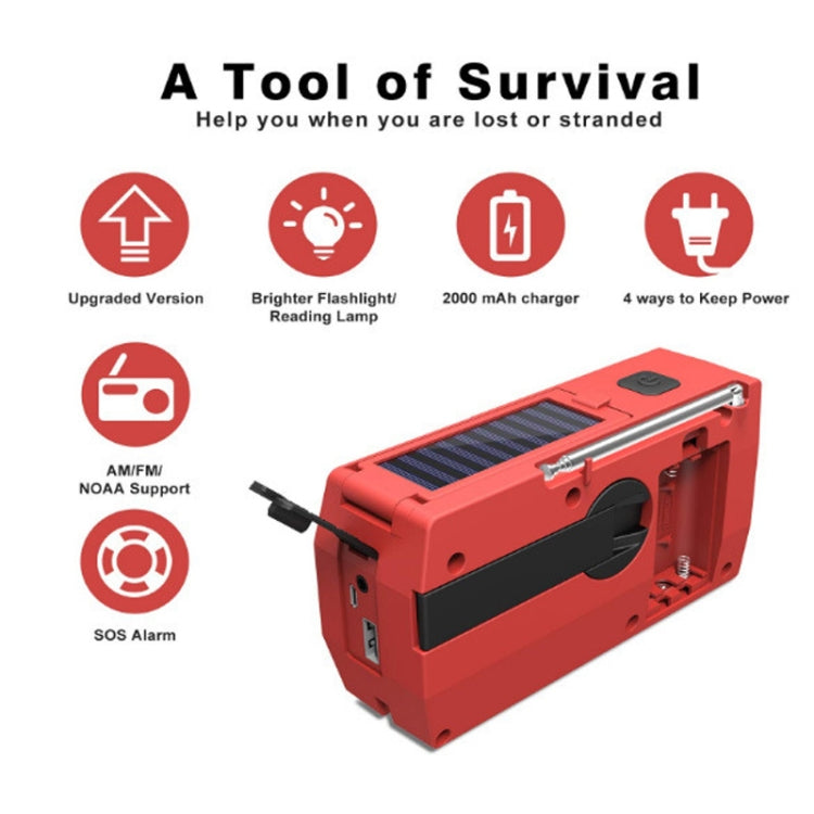 AM/FM/NoAA 2000mAh Emergency Radio Portable Hand Crank Solar Powered Radio(Green) - Radio Player by PMC TechLife | Online Shopping South Africa | PMC TechLife | Buy Now Pay Later Mobicred