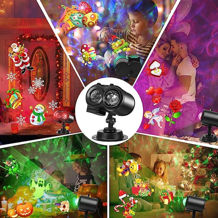 16 Cards US Plug Color Card Pattern 9W Christmas Projection Light Remote Control Snow Light - Christmas Decoration Lamps by PMc TechLife | Online Shopping South Africa | PMc TechLife | Buy Now Pay Later Mobicred