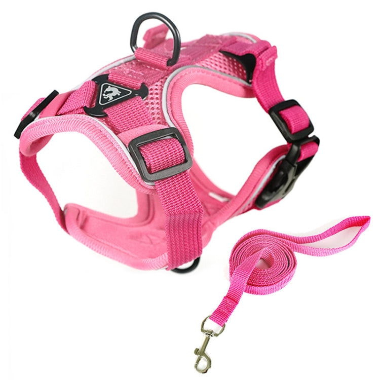 Pet Vest Harness + Traction Rope Set Reflective Breathable Dog Cat Harness, Size: L(Pink) - Leashes by PMC TechLife | Online Shopping South Africa | PMC TechLife