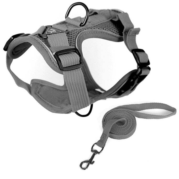 Pet Vest Harness + Traction Rope Set Reflective Breathable Dog Cat Harness, Size: XL(Gray) - Leashes by PMC TechLife | Online Shopping South Africa | PMC TechLife
