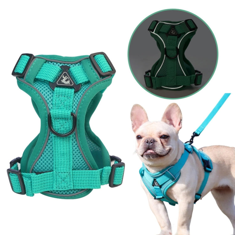 Pet Vest Harness + Traction Rope Set Reflective Breathable Dog Cat Harness, Size: L(Gray) - free shipping - PMC TechLife - Order now!