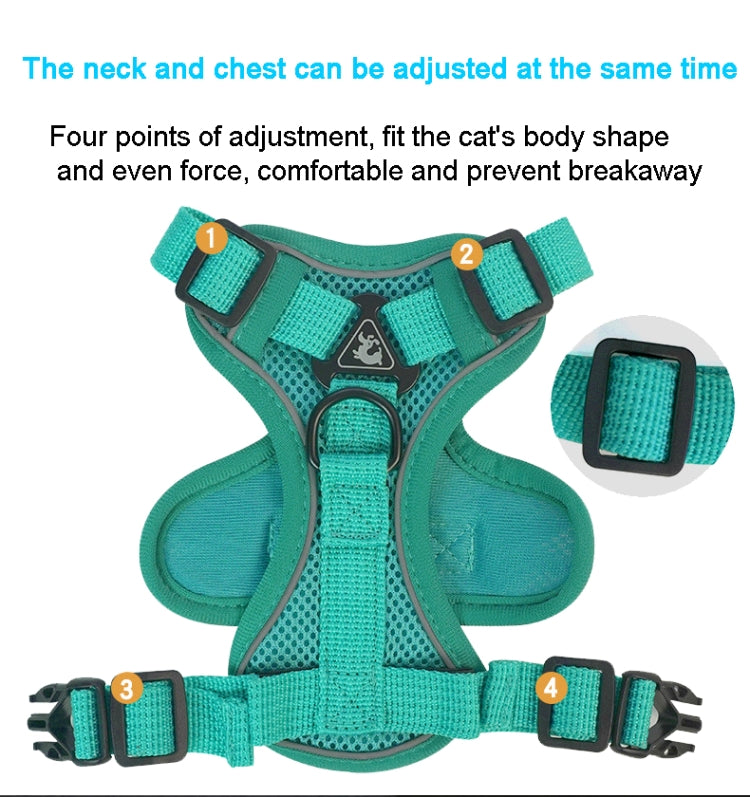Pet Vest Harness + Traction Rope Set Reflective Breathable Dog Cat Harness, Size: S(Blue) - Leashes by PMC TechLife | Online Shopping South Africa | PMC TechLife