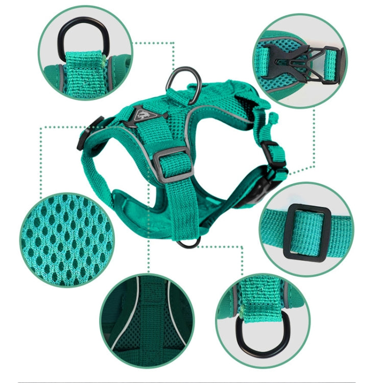 Pet Vest Harness + Traction Rope Set Reflective Breathable Dog Cat Harness, Size: XL(Blue) - Leashes by PMC TechLife | Online Shopping South Africa | PMC TechLife