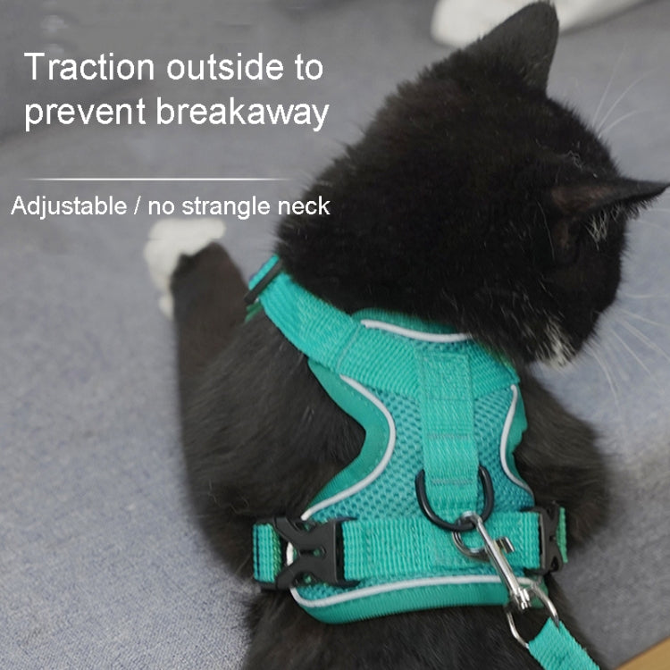 Pet Vest Harness + Traction Rope Set Reflective Breathable Dog Cat Harness, Size: L(Pink) - Leashes by PMC TechLife | Online Shopping South Africa | PMC TechLife