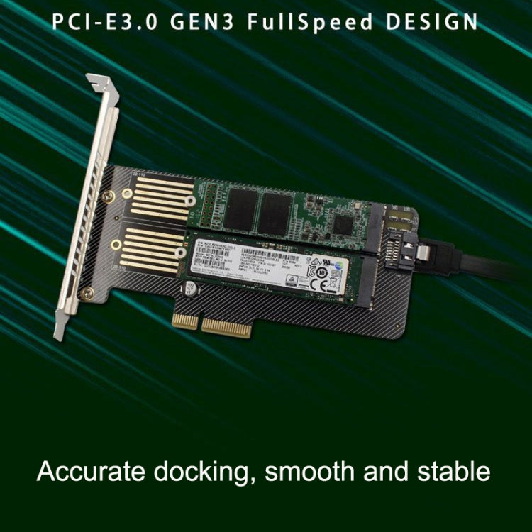 M.2 NVME NGFF SSD To PCIE SATA Dual Disk Conversion Expansion Card Supports MKEY BKEY Wiring(Black) - Add-on Cards by PMC TechLife | Online Shopping South Africa | PMC TechLife