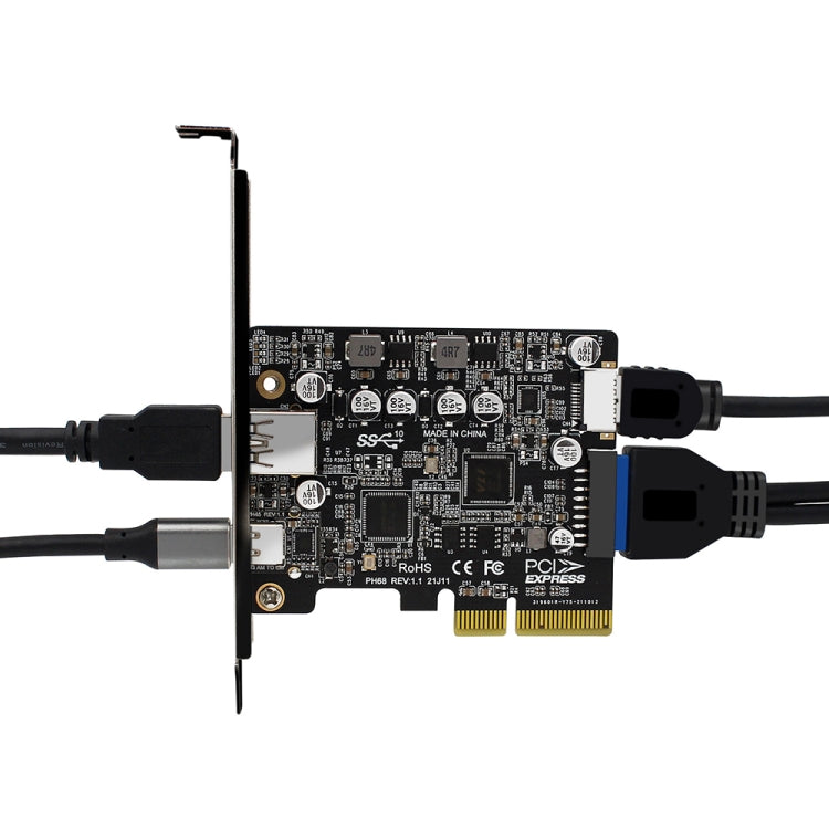 PCIE 3.0 To USB 3.2 Extension Card Type-C Port Front Type-E Expansion Riser Card(PH68) - Card Adapter by PMC Jewellery | Online Shopping South Africa | PMC Jewellery | Buy Now Pay Later Mobicred