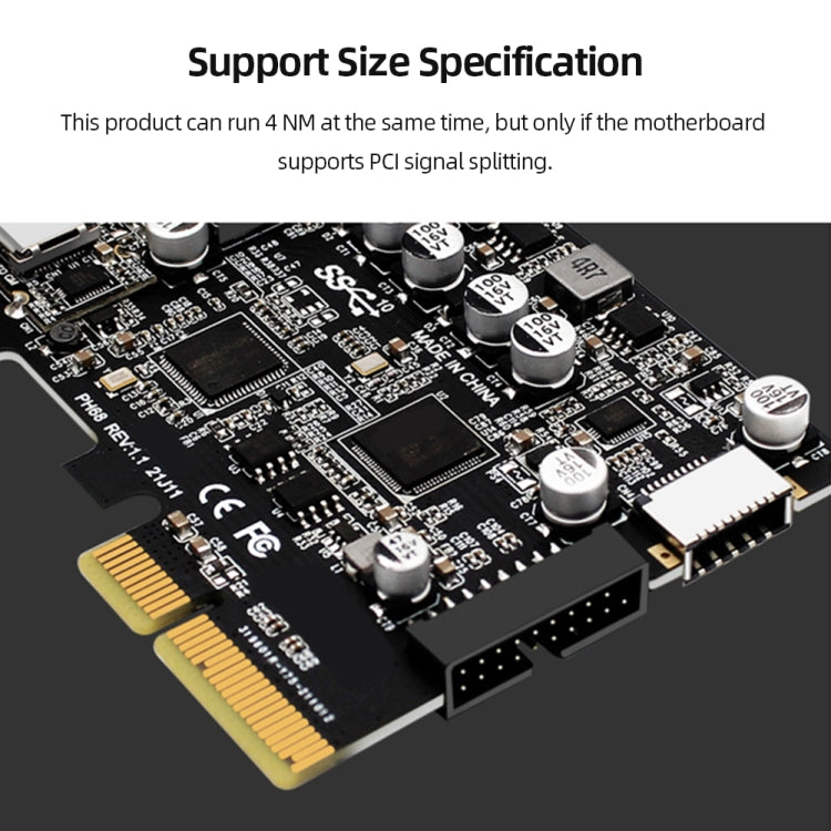 PCIE 3.0 To USB 3.2 Extension Card Type-C Port Front Type-E Expansion Riser Card(PH68) - Card Adapter by PMC Jewellery | Online Shopping South Africa | PMC Jewellery | Buy Now Pay Later Mobicred