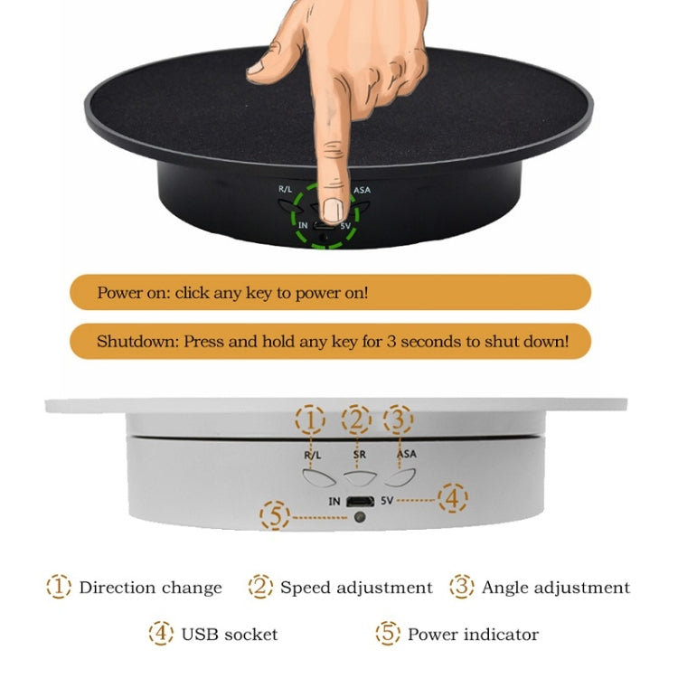 20cm Remote Control Electric Turntable Live Shooting Rotating Display Stand(White) -  by PMC TechLife | Online Shopping South Africa | PMC TechLife | Buy Now Pay Later Mobicred