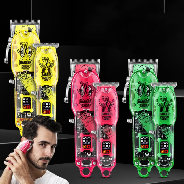 Haircutter Set Transparent Body Oil Head Electric Hair Clipper Men Home Electric Pusher(Scissors Red) - free shipping - PMC TechLife - Order now!