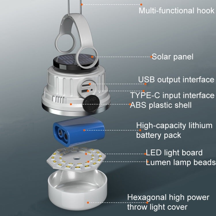 M10 Solar Tent Light With Portable Power Supply Handheld Camping Light Outdoor Vintage Mood Lights(Gray) - Camping Lighting by PMc TechLife | Online Shopping South Africa | PMc TechLife | Buy Now Pay Later Mobicred