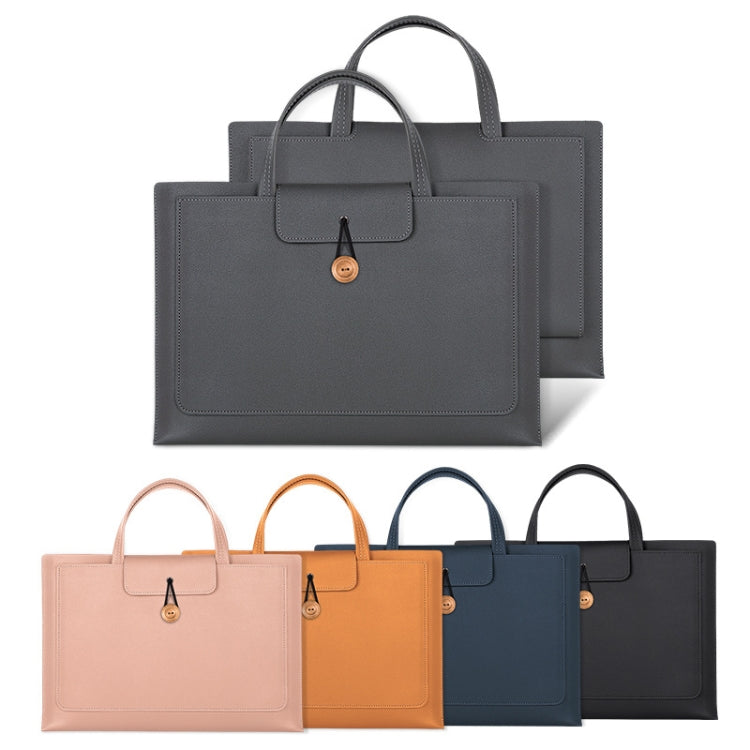 15.4/16 inch Elastic Button Laptop Waterproof PU Handbag(Rose Pink) - 15 inch by PMC Jewellery | Online Shopping South Africa | PMC Jewellery | Buy Now Pay Later Mobicred