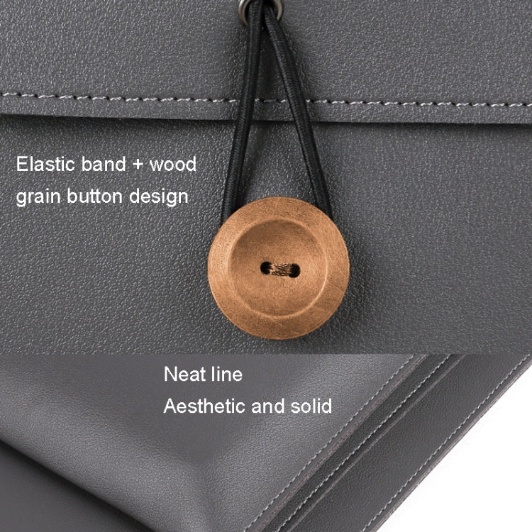 15.4/16 inch Elastic Button Laptop Waterproof PU Handbag(Grey) - free shipping - PMC Jewellery - Order now!