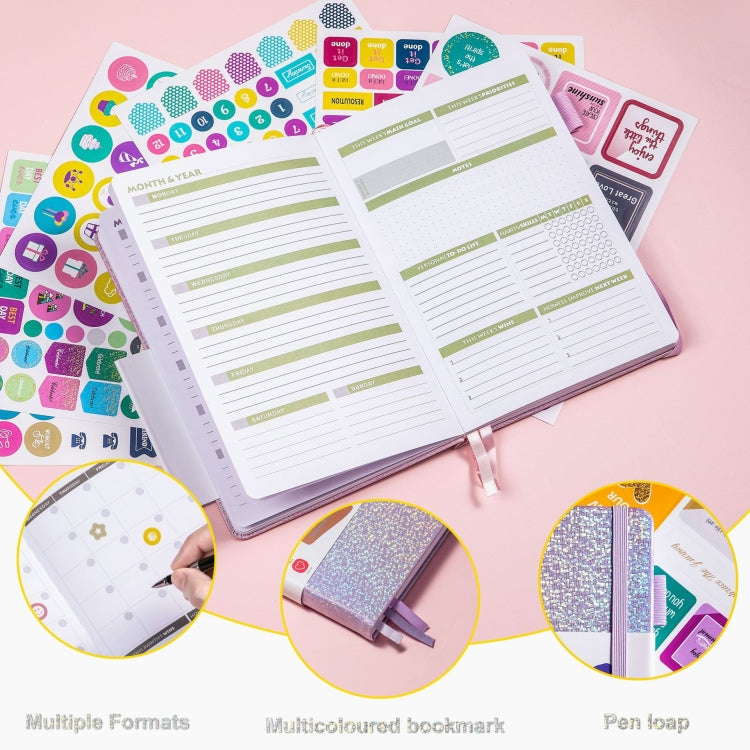 A5 Starry Sky Undated Planner Journal Financial Notebook(Pink) - Notebooks by PMC TechLife | Online Shopping South Africa | PMC TechLife