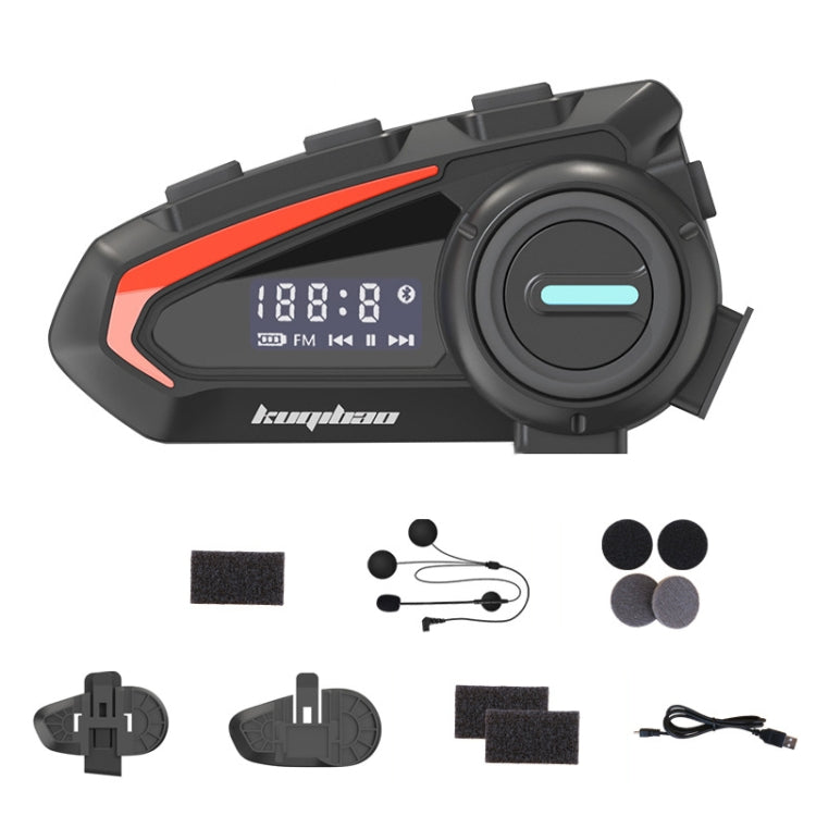 KUQIBAO Motorcycle Helmet Waterproof Bluetooth-compatible Headset With Screen(Hard Microphone) - free shipping - PMC Jewellery - Order now!