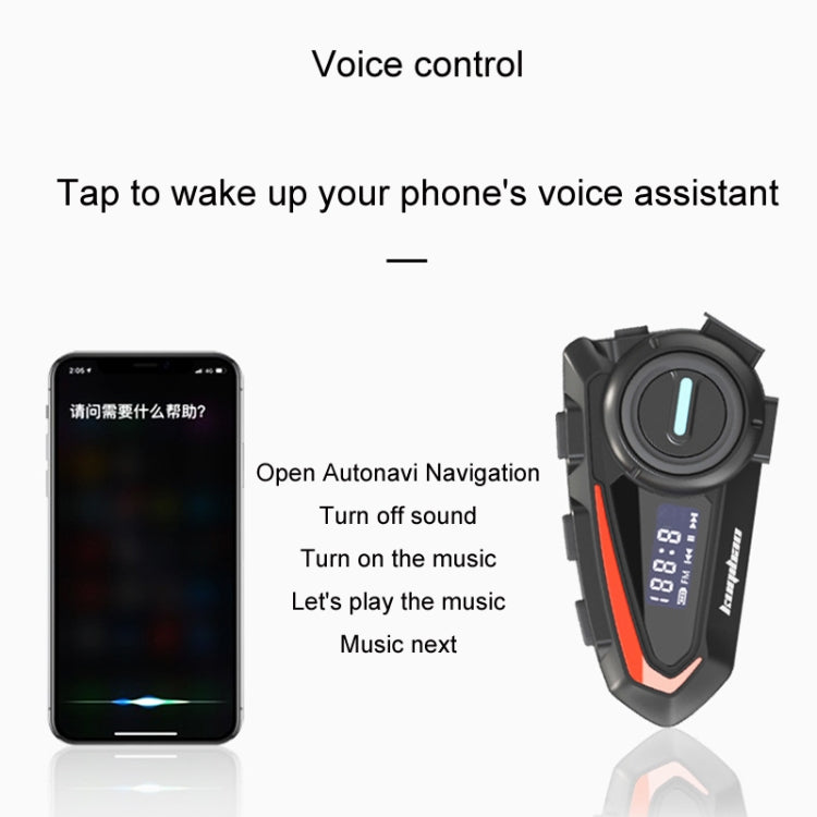 KUQIBAO Motorcycle Helmet Waterproof Bluetooth-compatible Headset With Screen(Hard Microphone) - free shipping - PMC Jewellery - Order now!