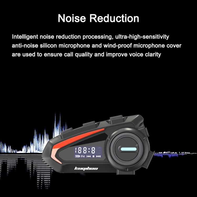 KUQIBAO Motorcycle Helmet Waterproof Bluetooth-compatible Headset With Screen(Soft Microphone) - free shipping - PMC Jewellery - Order now!