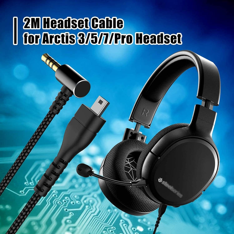 For SteelSeries Arctis 3 5 7 Pro Nylon Weaving Game Headset Cable(Black) - Headset Accessories by PMC TechLife | Online Shopping South Africa | PMC TechLife