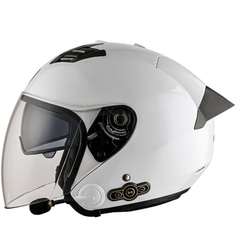 KUQIBAO Motorcycle Smart Bluetooth Sun Protection Double Lens Safety Helmet, Size: M(White+Gray Tail) - free shipping - PMC TechLife - Order now!