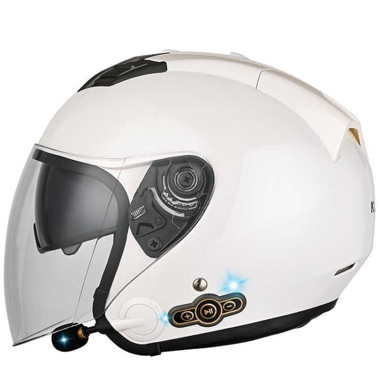 KUQIBAO Motorcycle Smart Bluetooth Sun Protection Double Lens Safety Helmet, Size: L(White) - free shipping - PMC TechLife - Order now!