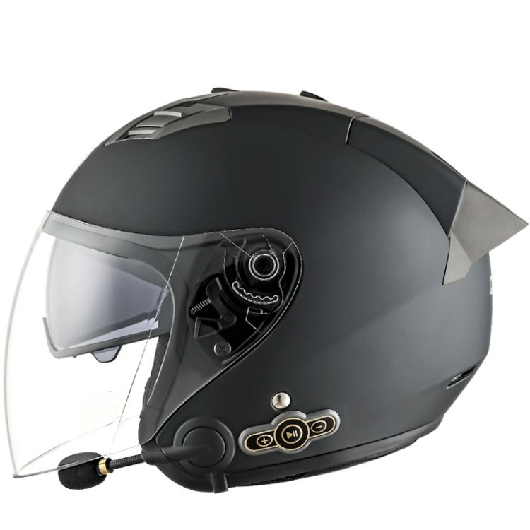 KUQIBAO Motorcycle Smart Bluetooth Sun Protection Double Lens Safety Helmet, Size: L(Matte Black+Gray Tail) - free shipping - PMC TechLife - Order now!