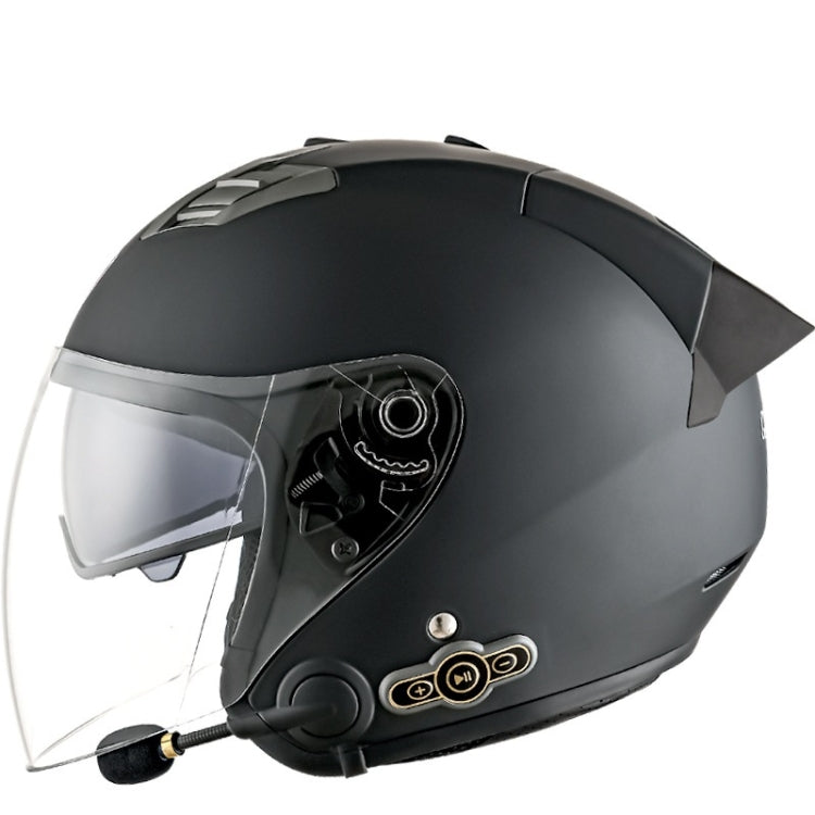 KUQIBAO Motorcycle Smart Bluetooth Sun Protection Double Lens Safety Helmet, Size: XL(Matte Black+Black Tail) - free shipping - PMC TechLife - Order now!