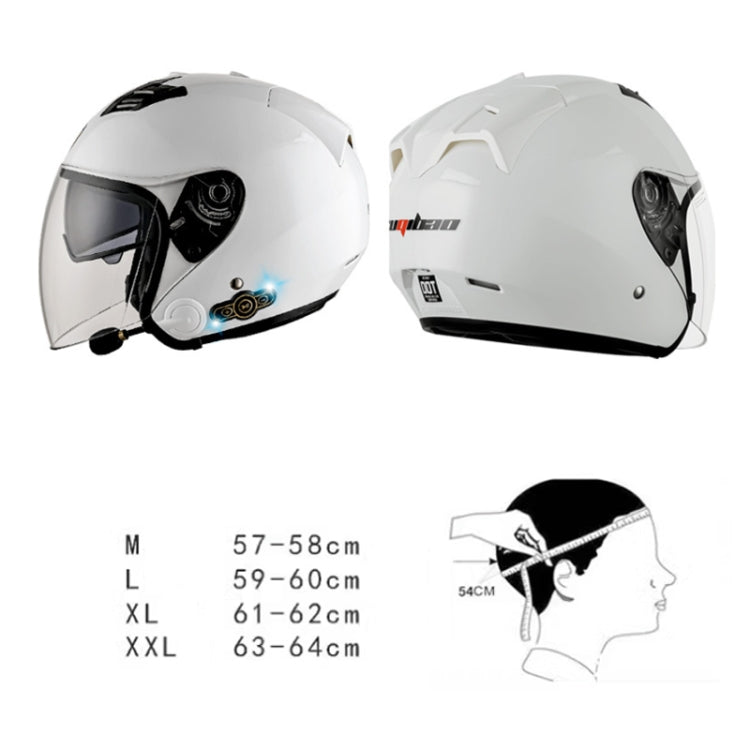 KUQIBAO Motorcycle Smart Bluetooth Sun Protection Double Lens Safety Helmet, Size: M(White Phantom Fiber) - free shipping - PMC TechLife - Order now!