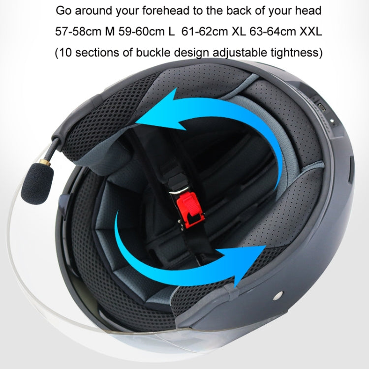 KUQIBAO Motorcycle Smart Bluetooth Sun Protection Double Lens Safety Helmet, Size: M(Matte Black Phantom Fiber+Black Tail) - free shipping - PMC TechLife - Order now!