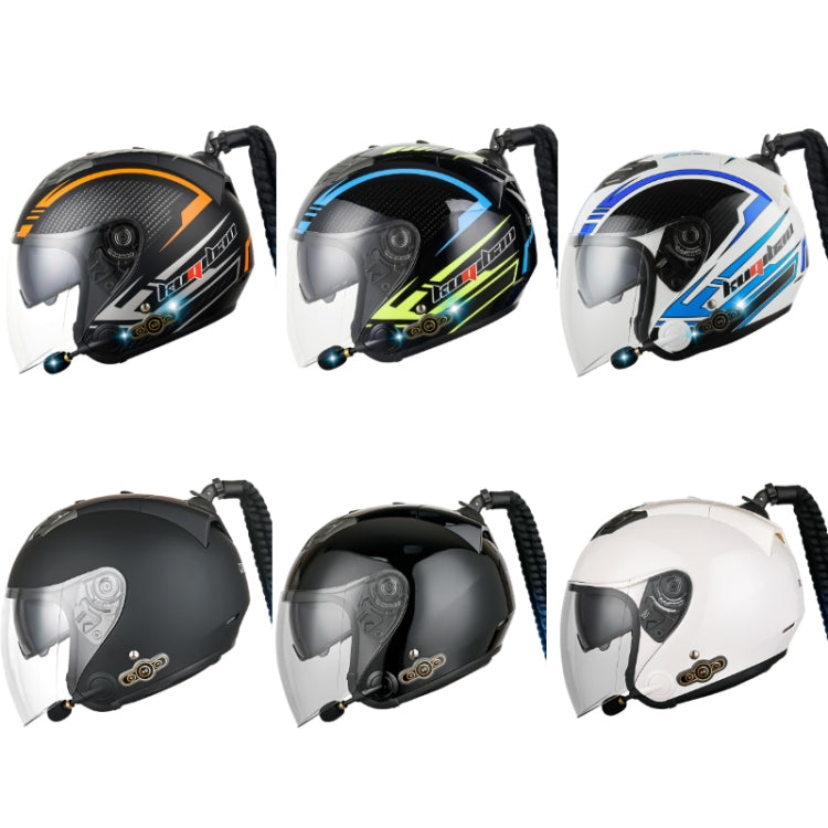 KUQIBAO Motorcycle Bluetooth Headset Double Lens Helmet With Braid, Size: M(Fruits Black Phantom Fiber) - free shipping - PMC TechLife - Order now!
