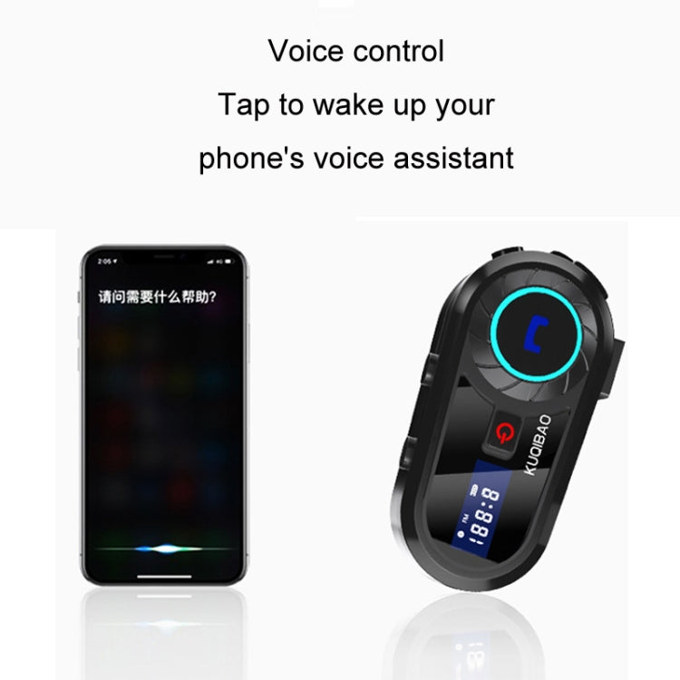 KUQIBAO Motorcycle Helmet Waterproof Bluetooth-compatible Headset With Screen(Hard Microphone) - Motorcycle Walkie Talkie by PMC Jewellery | Online Shopping South Africa | PMC Jewellery | Buy Now Pay Later Mobicred