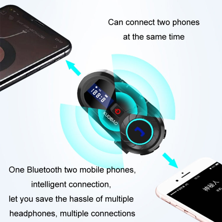 KUQIBAO Motorcycle Helmet Waterproof Bluetooth-compatible Headset With Screen(Soft Microphone) - free shipping - PMC Jewellery - Order now!