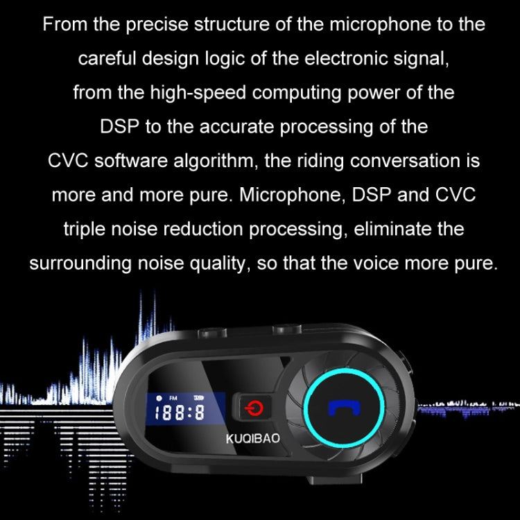 KUQIBAO Motorcycle Helmet Waterproof Bluetooth-compatible Headset With Screen(Hard Microphone) - Motorcycle Walkie Talkie by PMC Jewellery | Online Shopping South Africa | PMC Jewellery | Buy Now Pay Later Mobicred