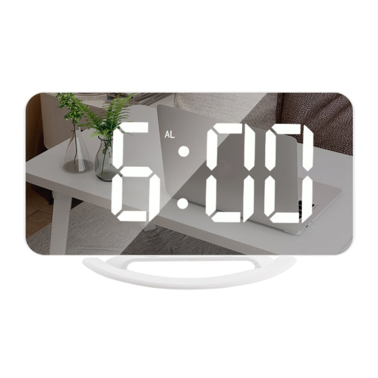 TS-8201 LED Digital Mirror Alarm Clock Big Screen Dual USB Desktop Table Clock, Color: White Shell White Light - Alarm Clocks by PMc TechLife | Online Shopping South Africa | PMc TechLife | Buy Now Pay Later Mobicred