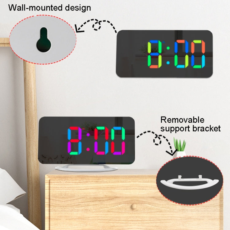TS-8201 LED Digital Mirror Alarm Clock Big Screen Dual USB Desktop Table Clock, Color: White Shell White Light - Alarm Clocks by PMc TechLife | Online Shopping South Africa | PMc TechLife | Buy Now Pay Later Mobicred