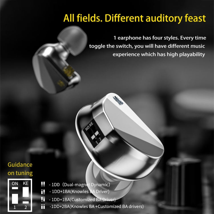 CVJ In Ear Wired Adjustment Switch Earphone, Color: Silver - free shipping - PMc TechLife - Order now!