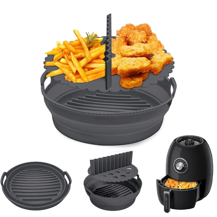 Round 2 Layer Air Fryer Silicone Basket Reusable Foldabl Air Fryer Mold Liner Tray(Gray) - Baking mat & Bakewares by PMC TechLife | Online Shopping South Africa | PMC TechLife