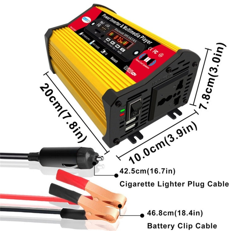 SOLIKE TECH 300W Modified Sine Wave Inverter with Bluetooth MP3/FM Multimedia Player 12V to 220V - free shipping - PMC TechLife - Order now!