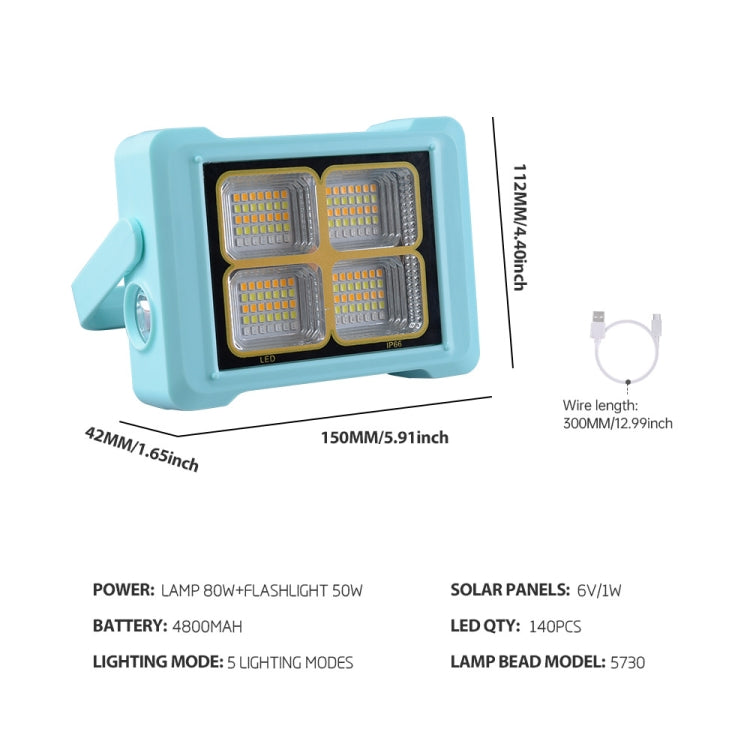 Solar Flood Light Portable Flashlight Emergency Work Light(Blue) - Floodlights by PMC TechLife | Online Shopping South Africa | PMC TechLife