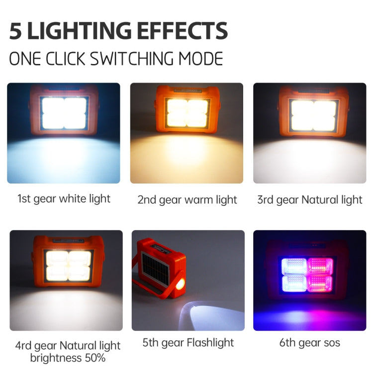 Solar Flood Light Portable Flashlight Emergency Work Light(Orange) - Floodlights by PMc TechLife | Online Shopping South Africa | PMc TechLife | Buy Now Pay Later Mobicred