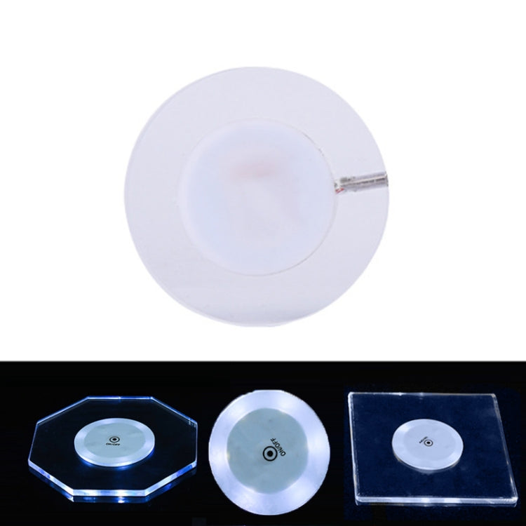 100x10mm Round USB Charging LED Light Up Acrylic Coaster Transparent Crystal Base(White Light) - Car Drink Holders by PMC TechLife | Online Shopping South Africa | PMC TechLife | Buy Now Pay Later Mobicred