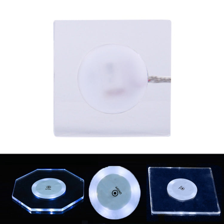 100x10mm Square USB Charging LED Light Up Acrylic Coaster Transparent Crystal Base(White Light) - Car Drink Holders by PMC TechLife | Online Shopping South Africa | PMC TechLife | Buy Now Pay Later Mobicred