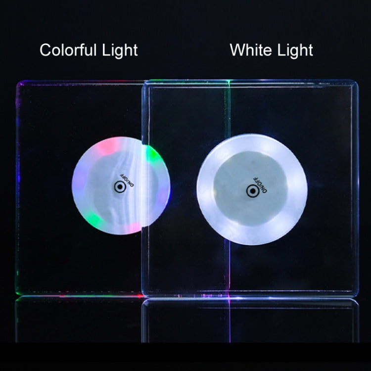100x10mm Square USB Charging LED Light Up Acrylic Coaster Transparent Crystal Base(Colorful Light) - Car Drink Holders by PMC TechLife | Online Shopping South Africa | PMC TechLife | Buy Now Pay Later Mobicred